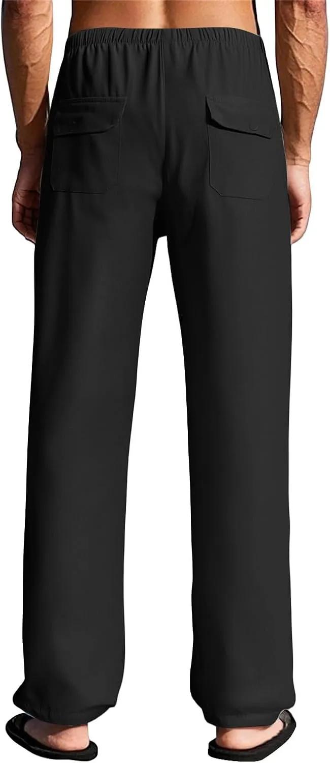 2025 Men's Summer Beach Pants Solid Color Comfortable Breathable Casual Daily Vacation Pants