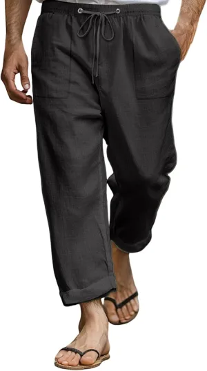 2025 Men's Summer Beach Pants Solid Color Comfortable Breathable Casual Daily Vacation Pants