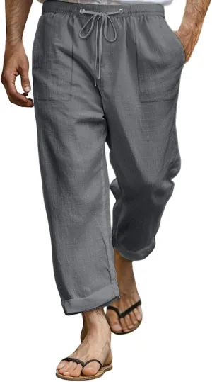2025 Men's Summer Beach Pants Solid Color Comfortable Breathable Casual Daily Vacation Pants