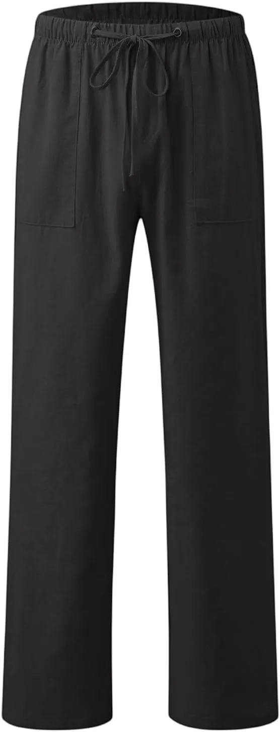 2025 Men's Summer Beach Pants Solid Color Comfortable Breathable Casual Daily Vacation Pants