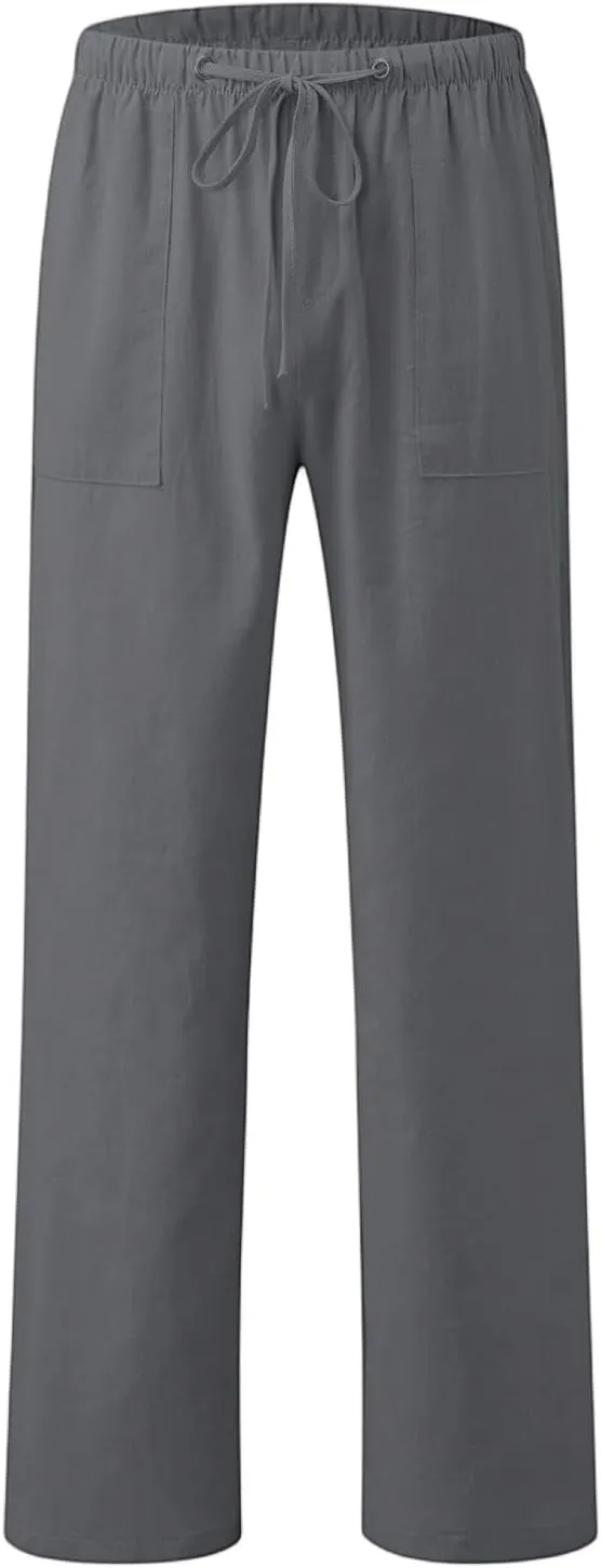 2025 Men's Summer Beach Pants Solid Color Comfortable Breathable Casual Daily Vacation Pants