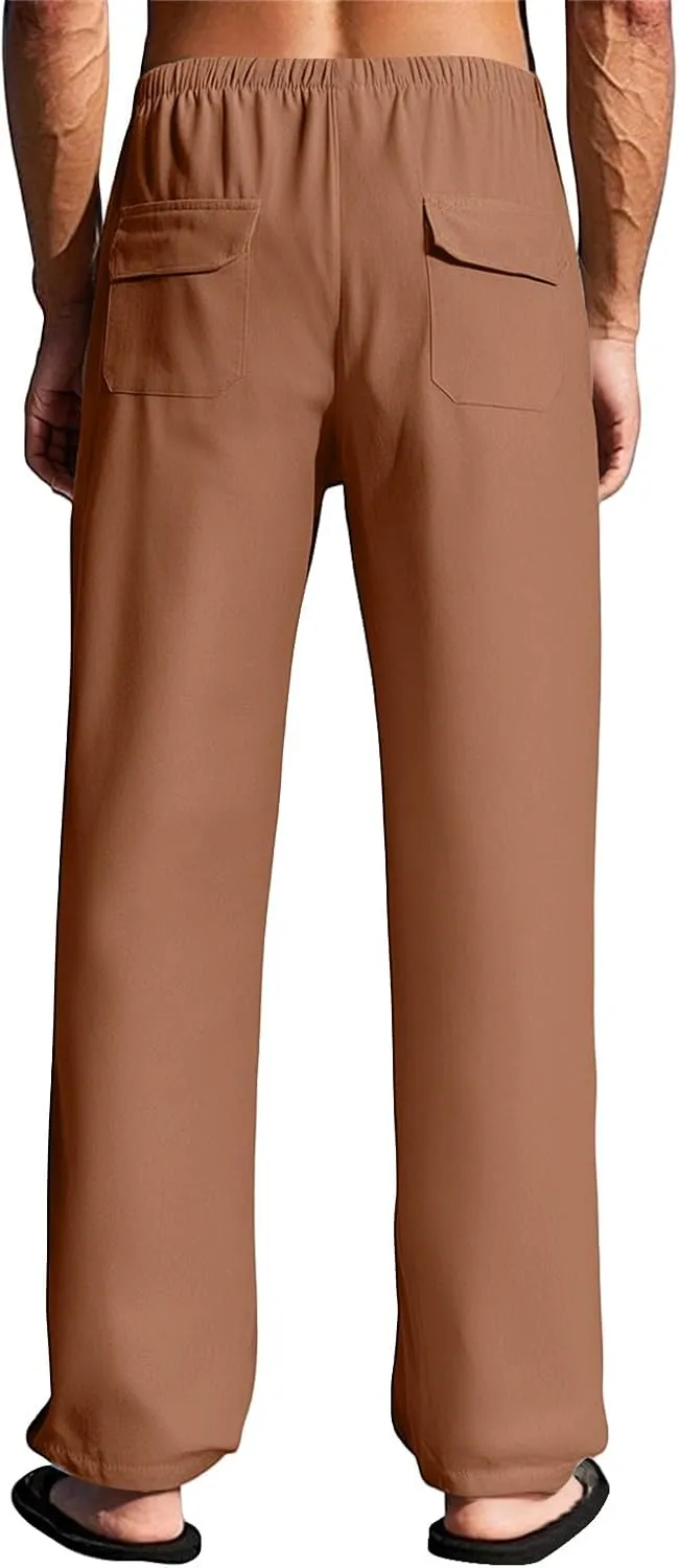 2025 Men's Summer Beach Pants Solid Color Comfortable Breathable Casual Daily Vacation Pants