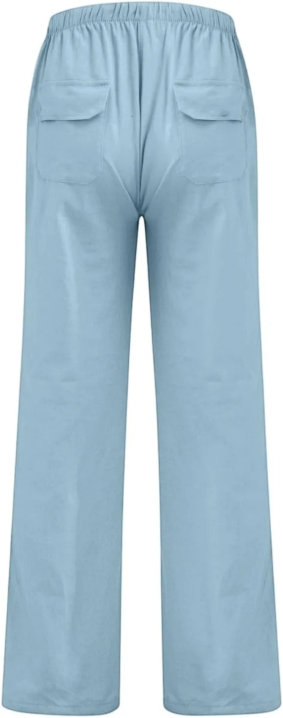 2025 Men's Summer Beach Pants Solid Color Comfortable Breathable Casual Daily Vacation Pants