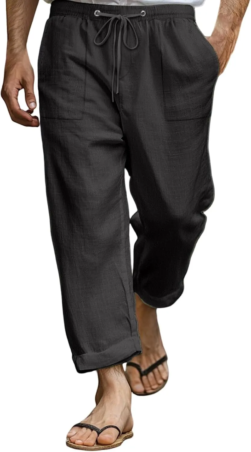 2025 Men's Summer Beach Pants Solid Color Comfortable Breathable Casual Daily Vacation Pants