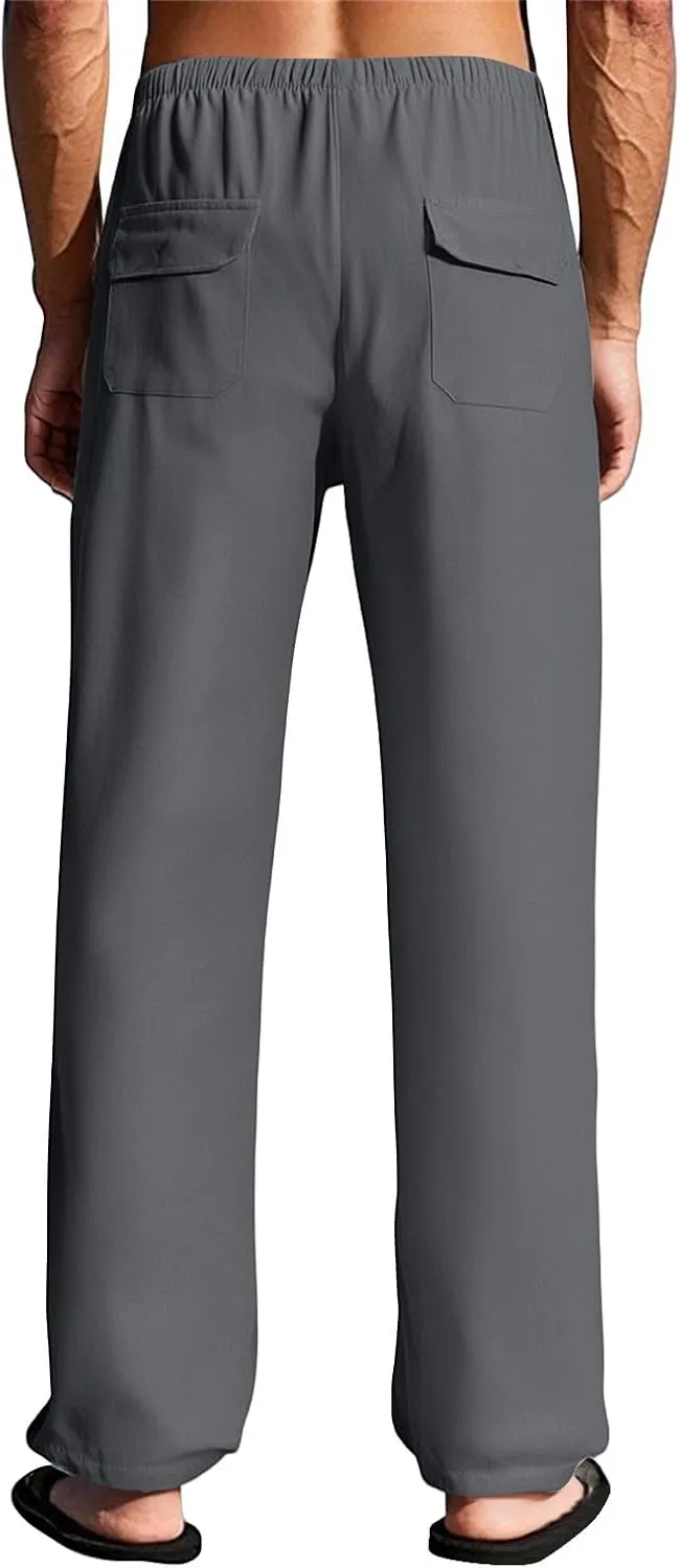 2025 Men's Summer Beach Pants Solid Color Comfortable Breathable Casual Daily Vacation Pants