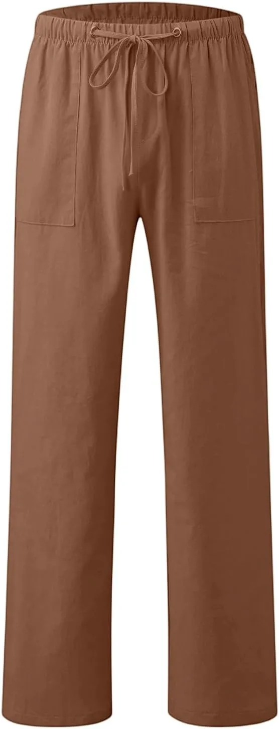 2025 Men's Summer Beach Pants Solid Color Comfortable Breathable Casual Daily Vacation Pants