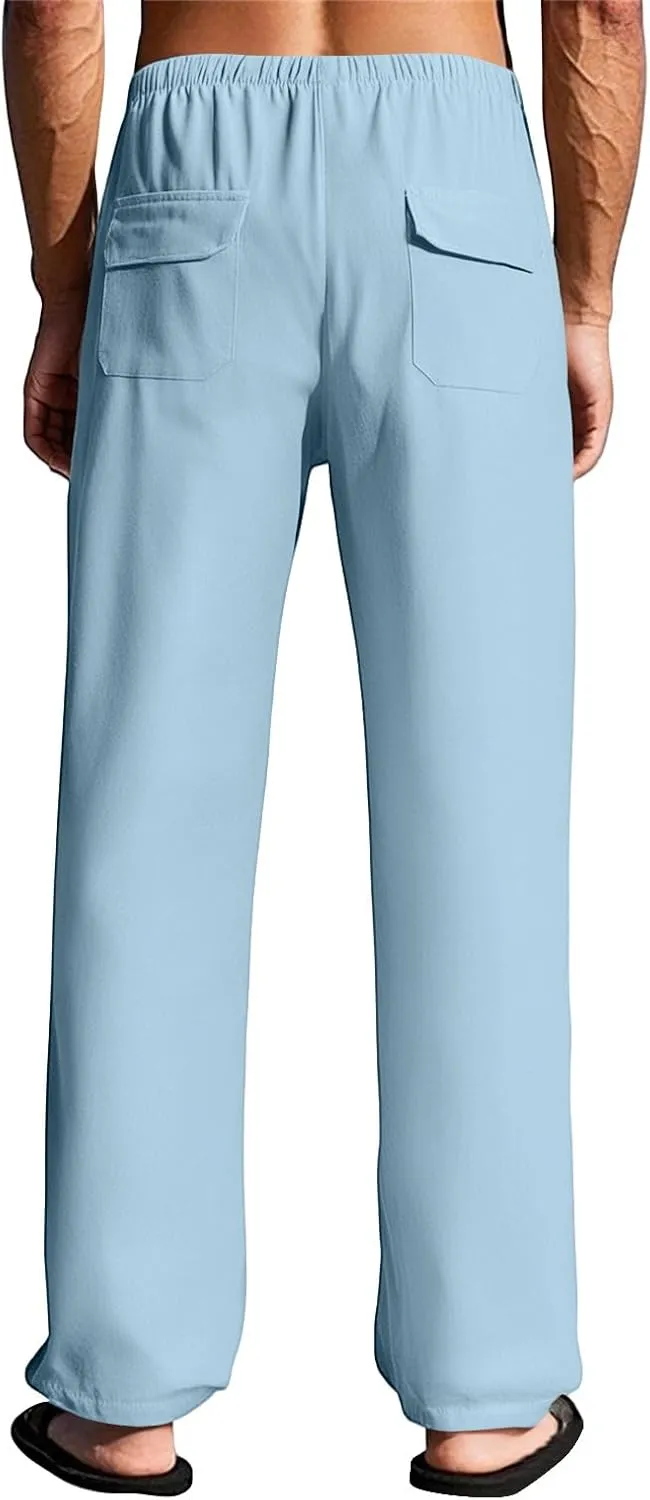 2025 Men's Summer Beach Pants Solid Color Comfortable Breathable Casual Daily Vacation Pants