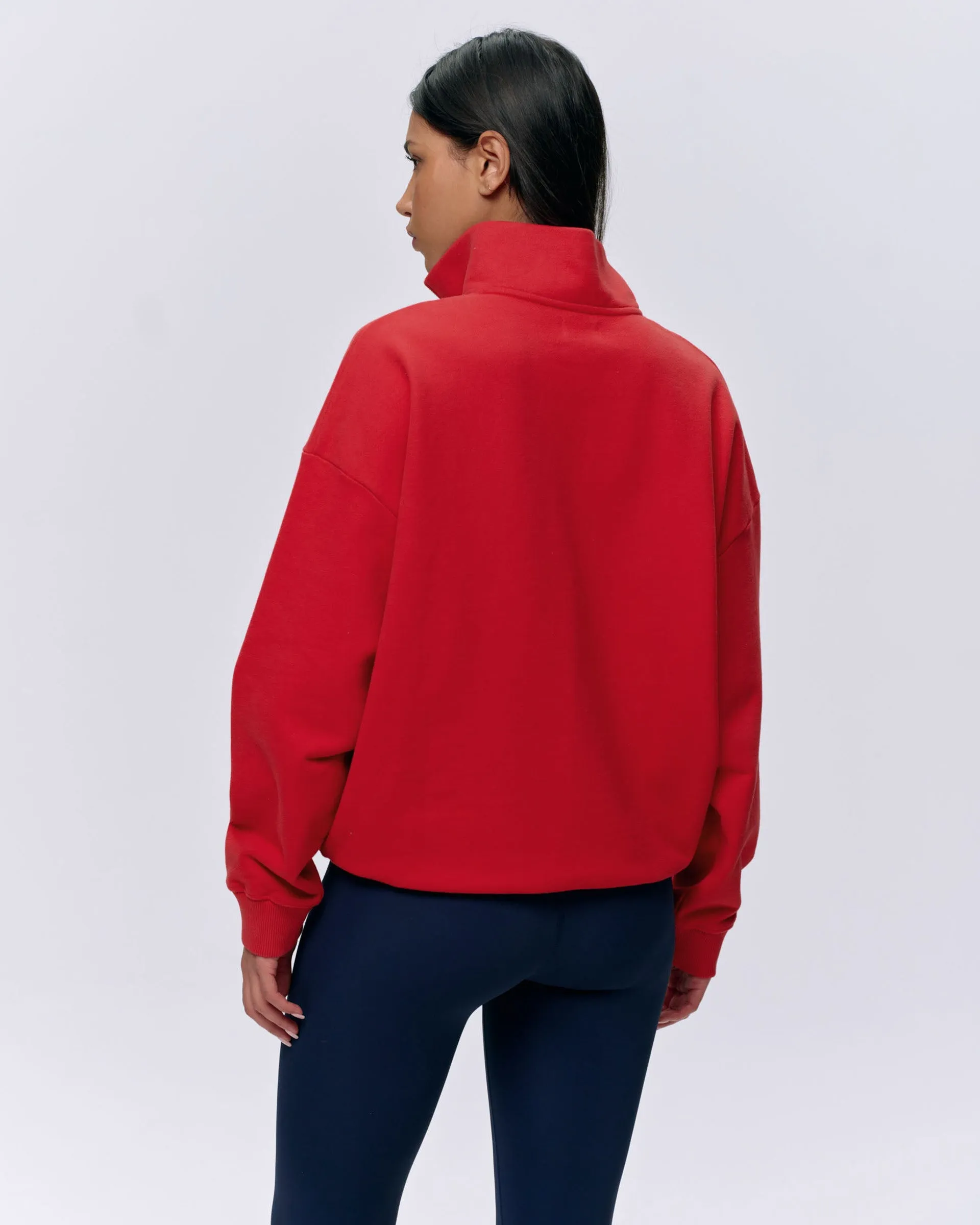Adanola Running Oversized Funnel Neck Zip Sweatshirt - Classic Red