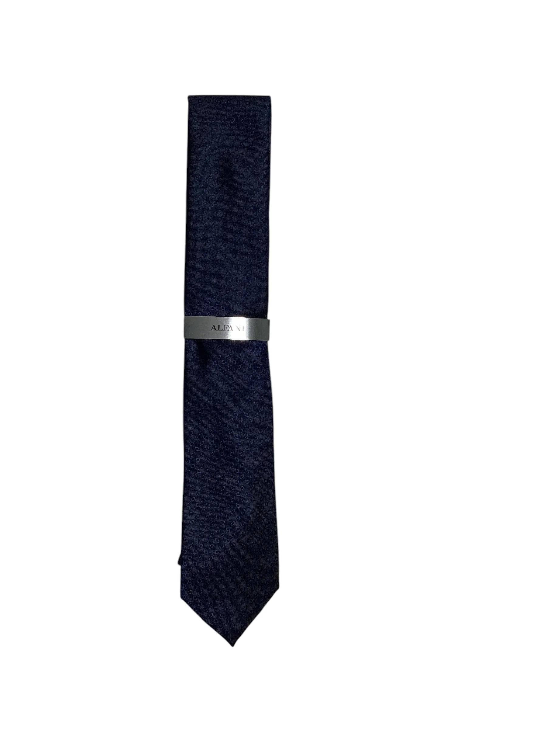 Alfani Mens Necktie Lunar Geo Print Solid Tie Blue