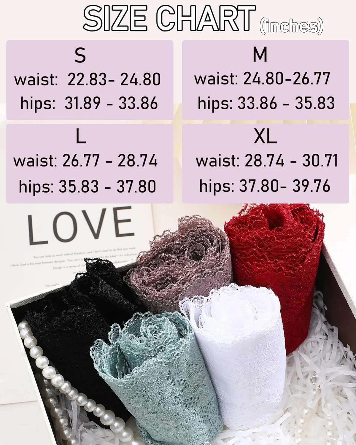 ALL OF ME Women Underwear Sexy Lace Boy Shorts V-Waist Lightweight Seamless Soft Cheeky Panties 5 Pack