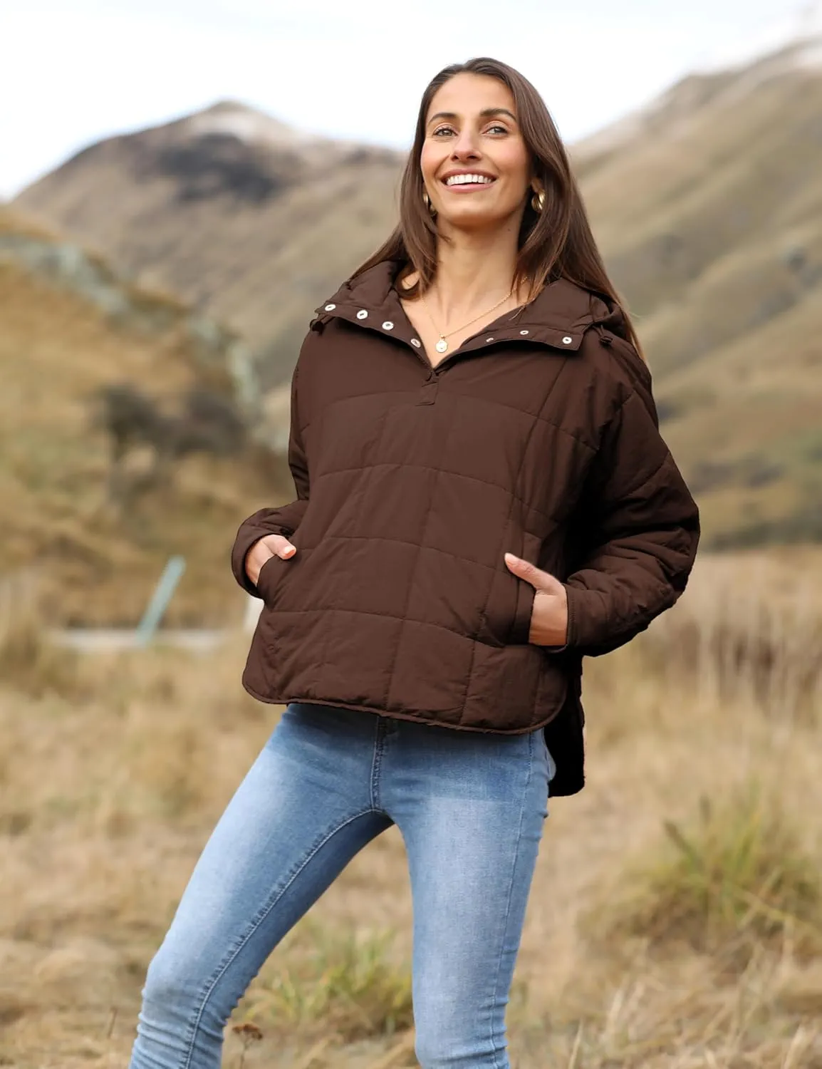 AMEBELLE Women's Oversized Hooded Puffer Jacket Quilted Jackets for Women Lightweight Winter Warm Padded Hoodies Coat