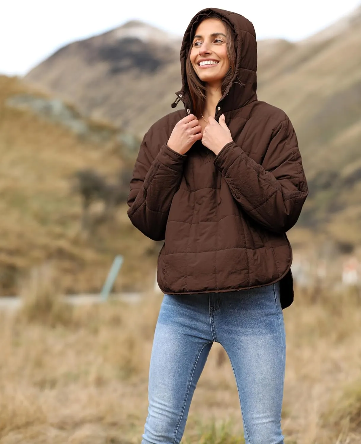 AMEBELLE Women's Oversized Hooded Puffer Jacket Quilted Jackets for Women Lightweight Winter Warm Padded Hoodies Coat