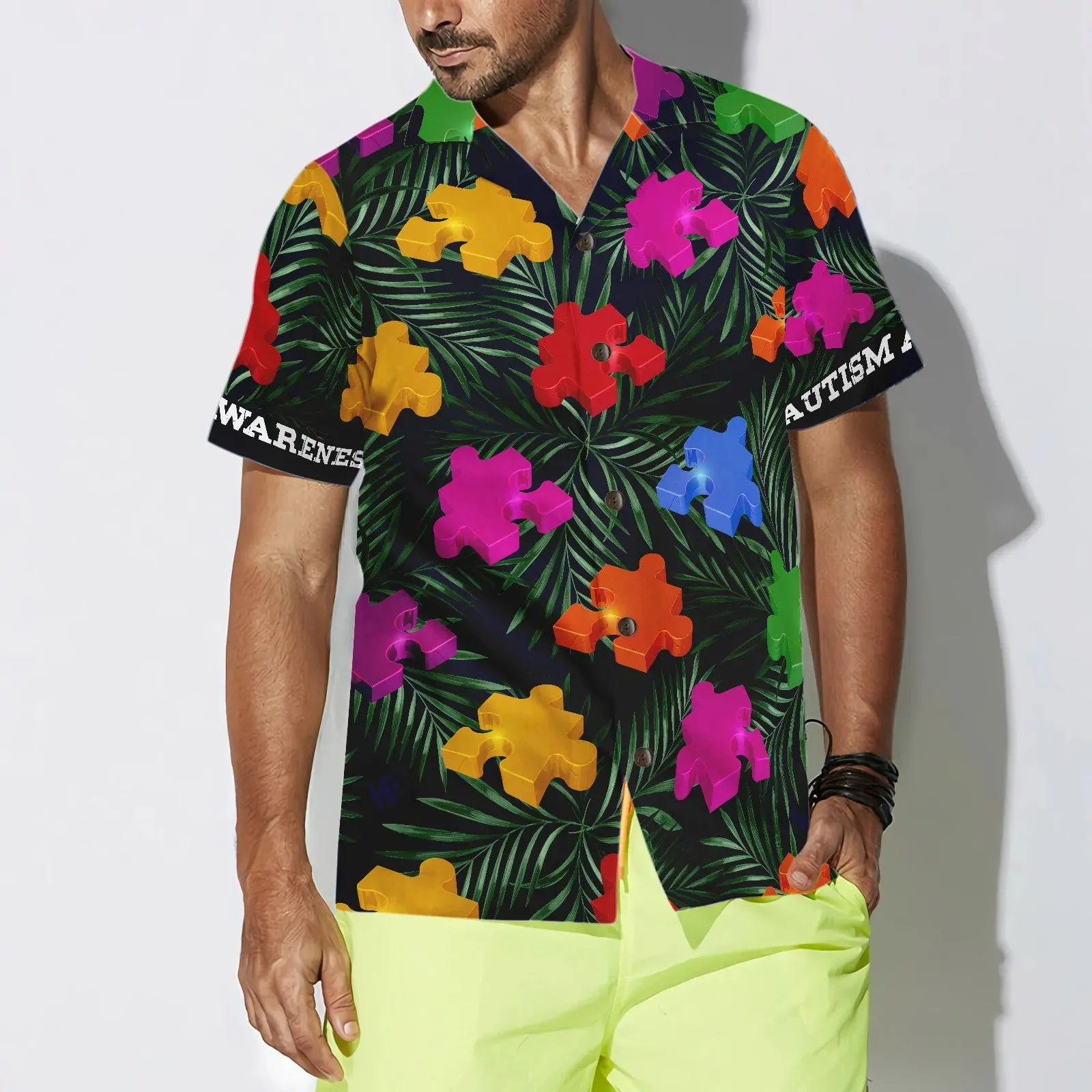 Autism Tropical Hawaiian Shirt, Puzzle Autism Awareness Symbol Aloha Shirt For Men & Women, Best Gift For Autism Awareness Month