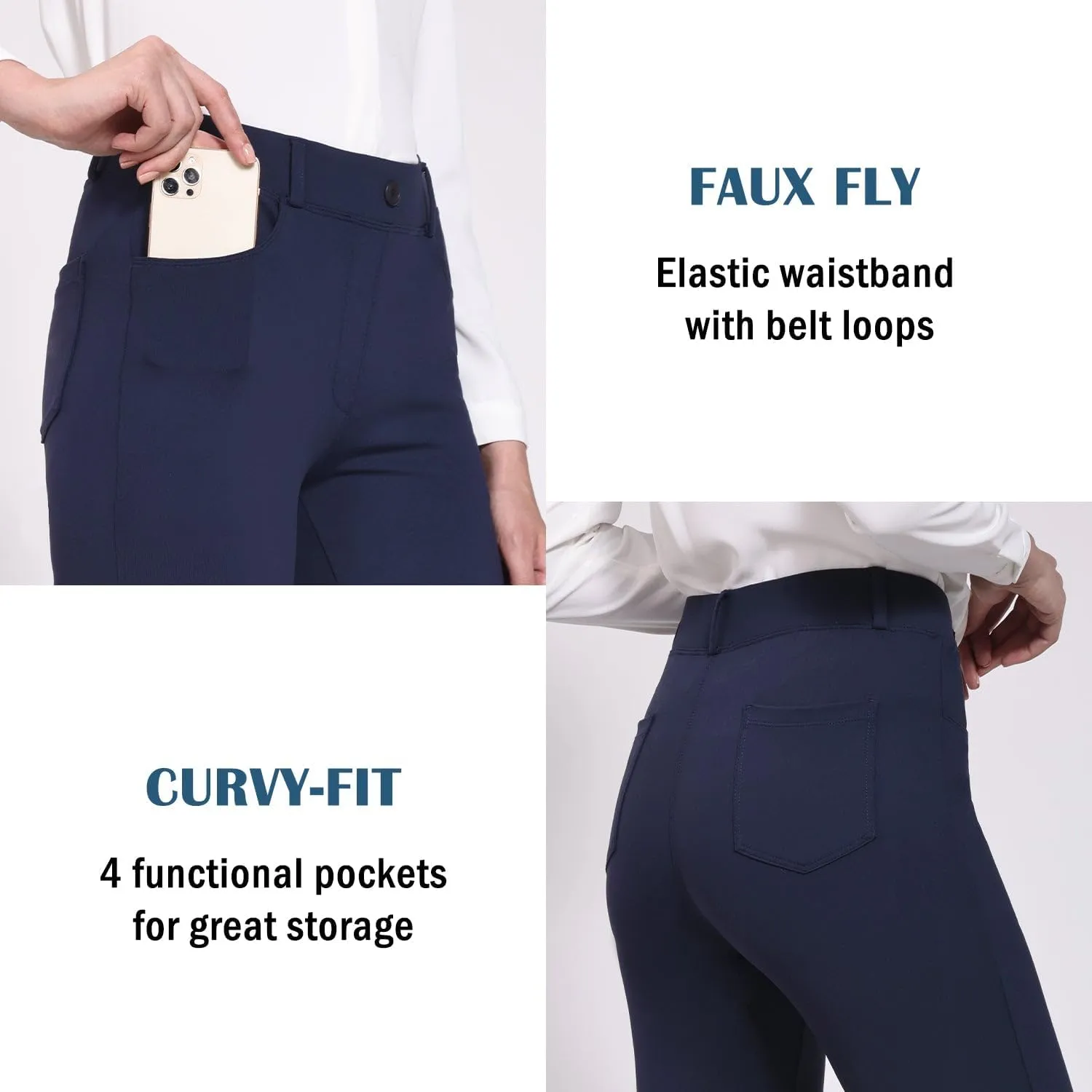 baleaf Womens Dress Pants 29"/31" Yoga Work Pants Straight Leg/Bootcut Pull On Slacks Business Casual Office Pockets