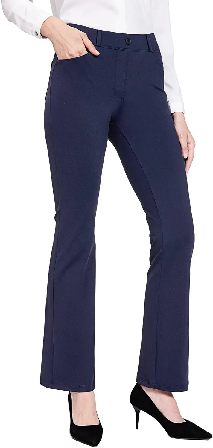 baleaf Womens Dress Pants 29"/31" Yoga Work Pants Straight Leg/Bootcut Pull On Slacks Business Casual Office Pockets