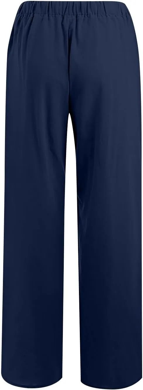 Barrel Pants for Women Winter Comfortable Yoga Palazzo with Pockets Fleece Lined Straight Leg