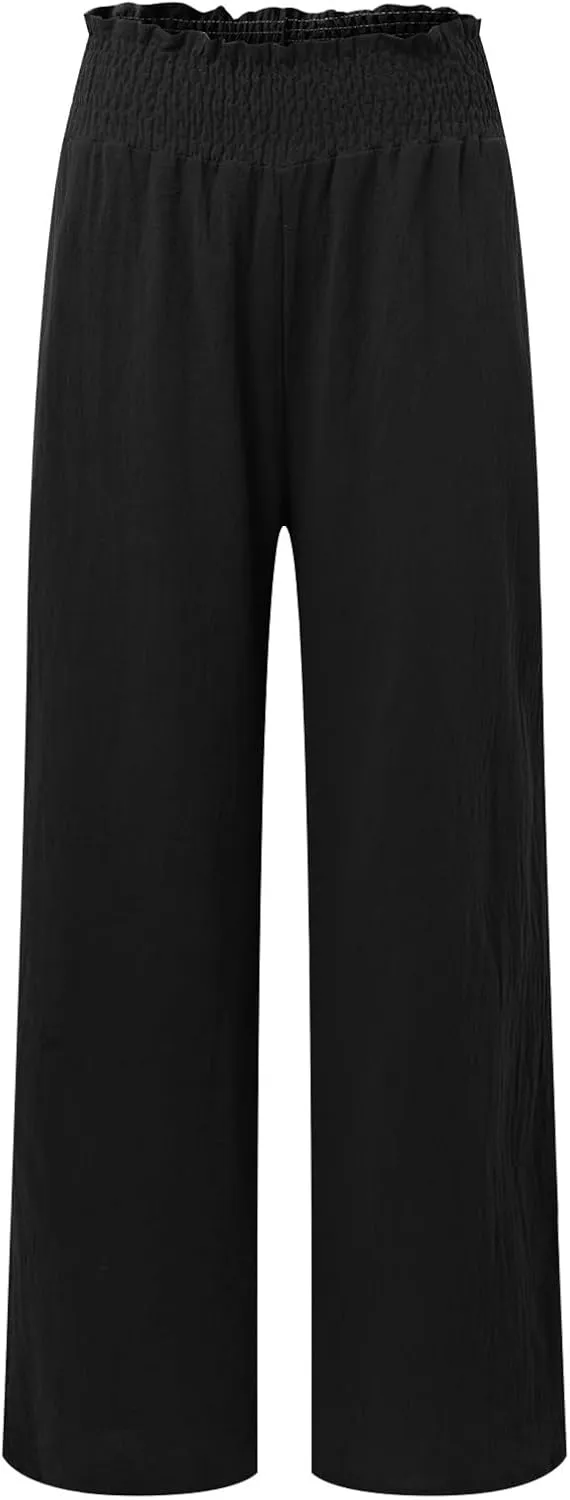 Barrel Pants for Women Winter Comfortable Yoga Palazzo with Pockets Fleece Lined Straight Leg