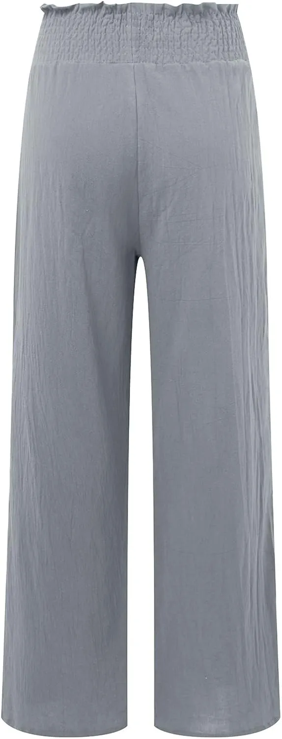 Barrel Pants for Women Winter Comfortable Yoga Palazzo with Pockets Fleece Lined Straight Leg