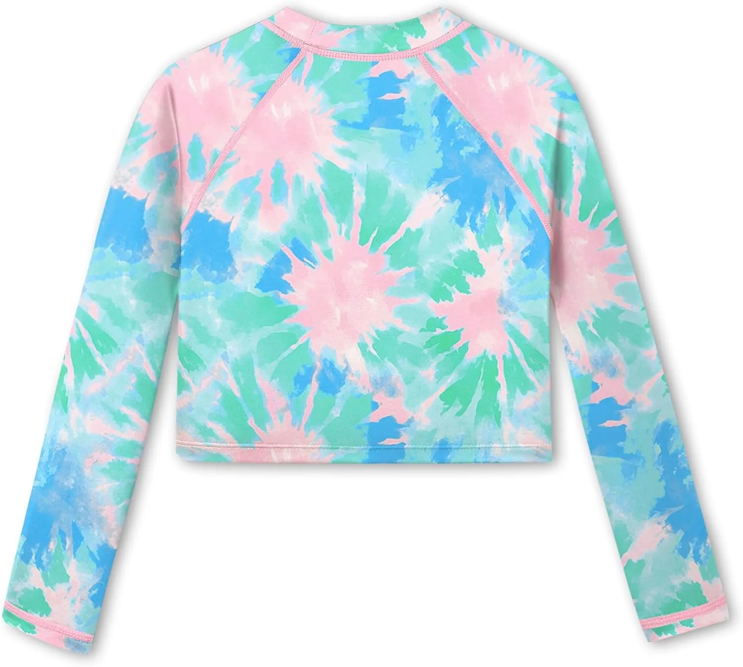 BesserBay Girls UPF 50  Long Sleeve Mock Neck Crossover Hem Swim Crop Top 4-12 Years