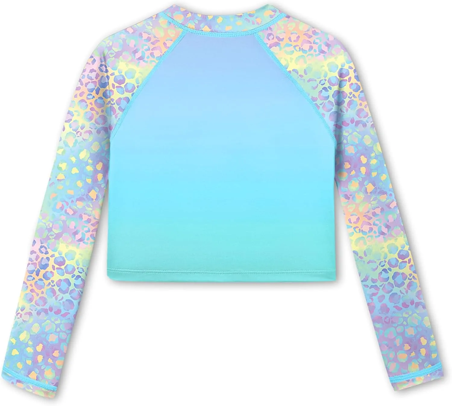 BesserBay Girls UPF 50  Long Sleeve Mock Neck Crossover Hem Swim Crop Top 4-12 Years
