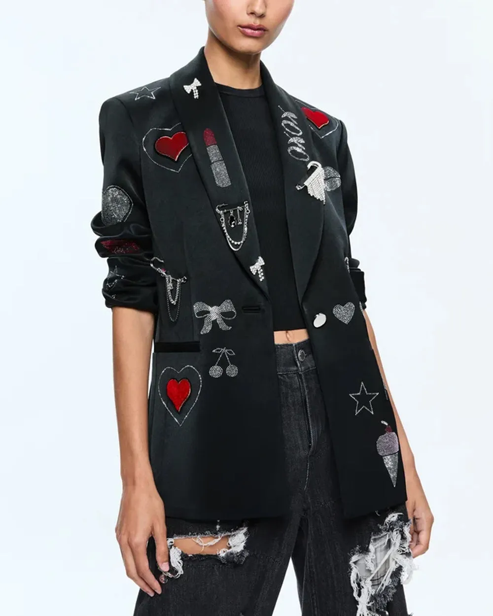 Black and Silver Embellished Ivan Blazer