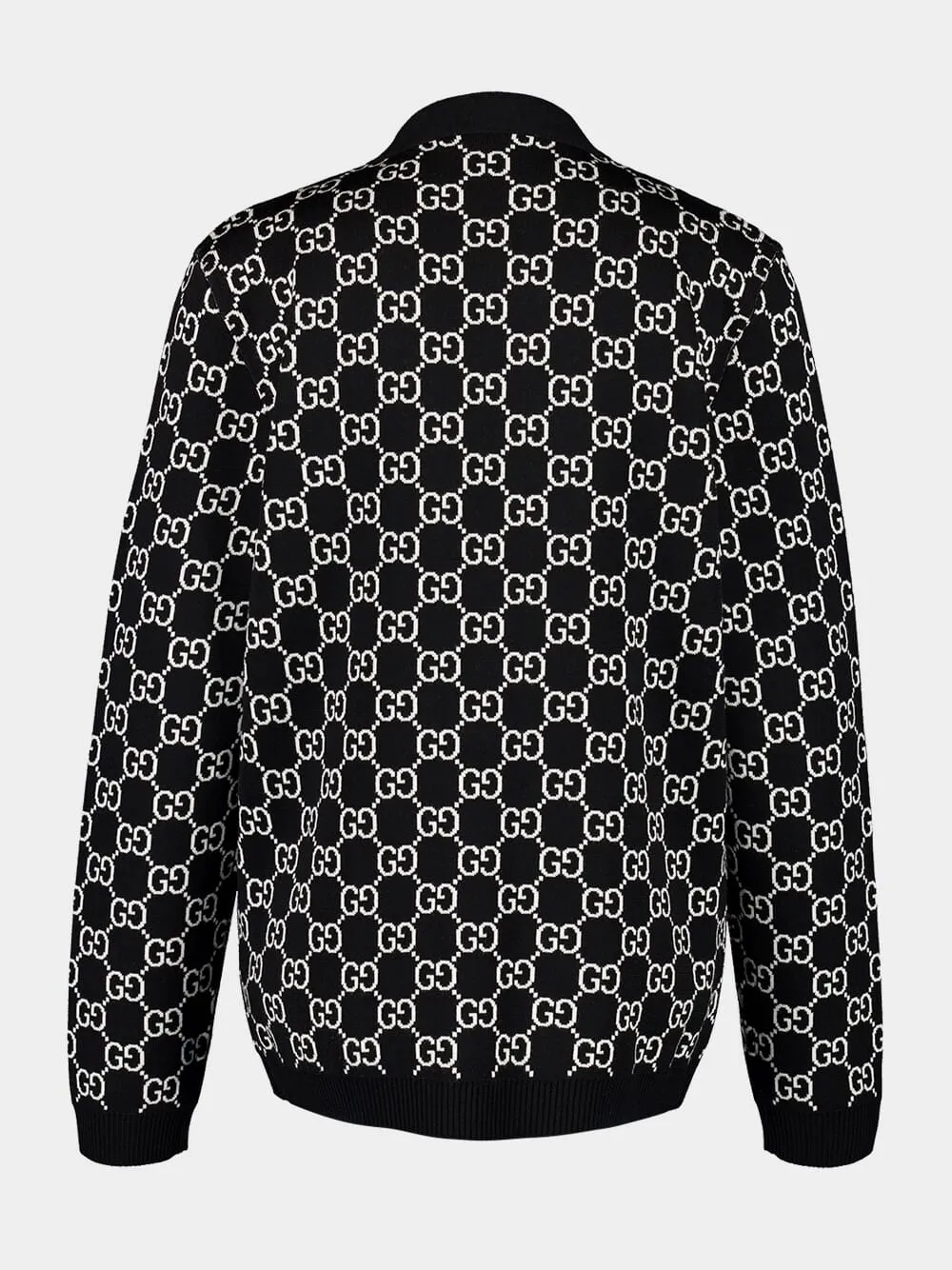 Black and White Reversible GG Wool Cardigan