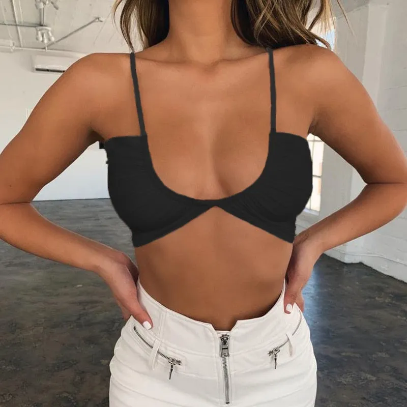 Black White Lace Up Halter  Crop Top