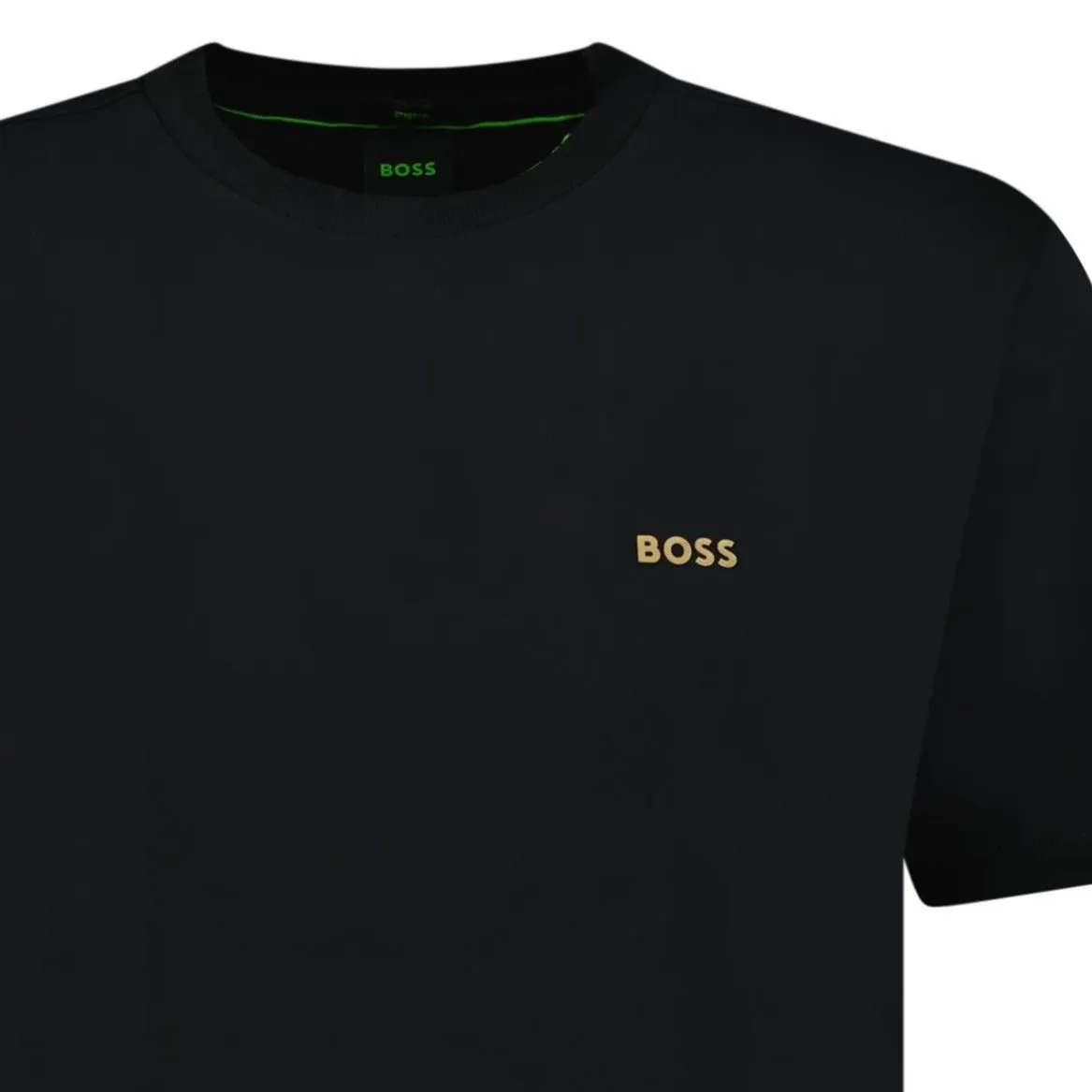 BOSS ACTIVE GOLD LOGO-PRINT T-SHIRT BLACK