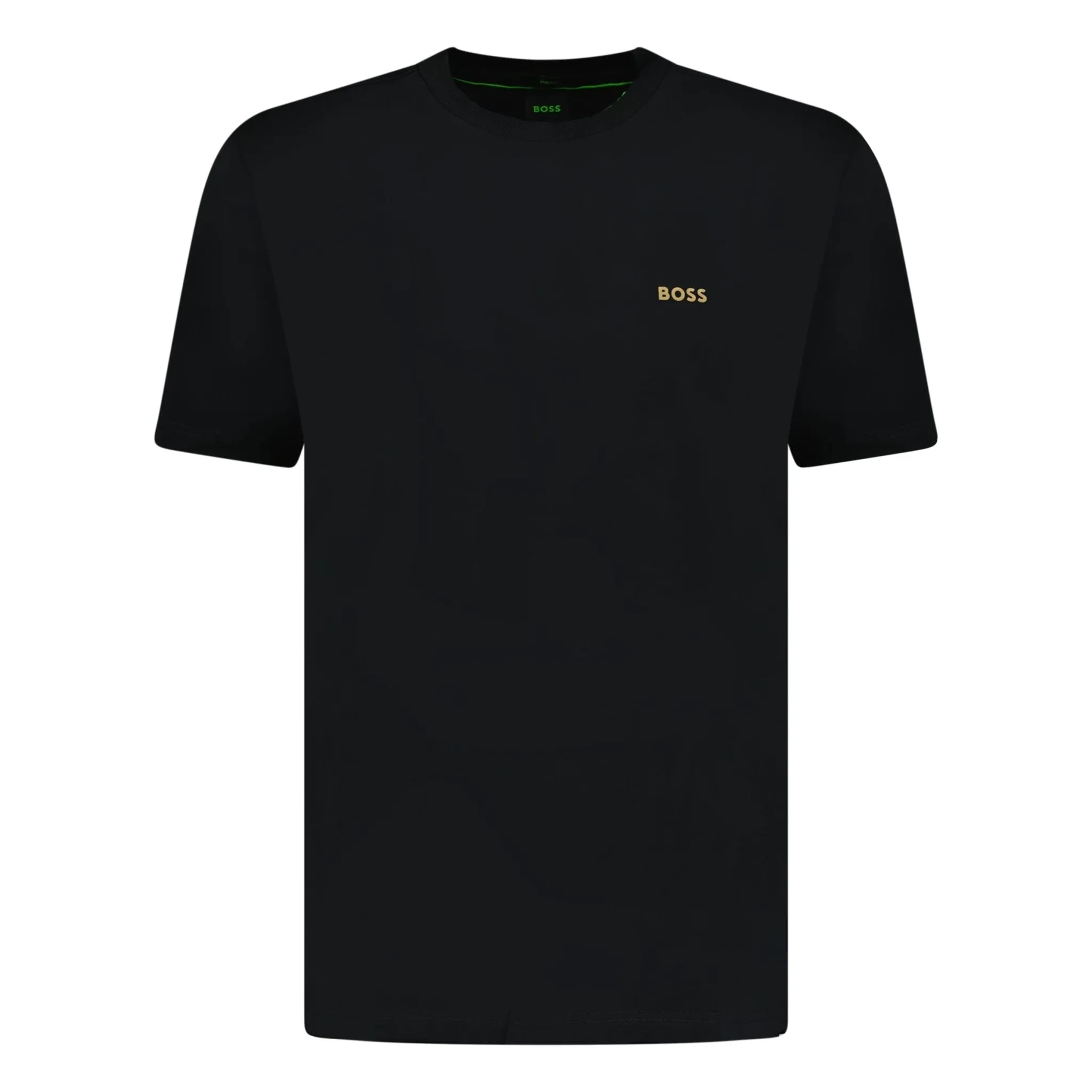 BOSS ACTIVE GOLD LOGO-PRINT T-SHIRT BLACK