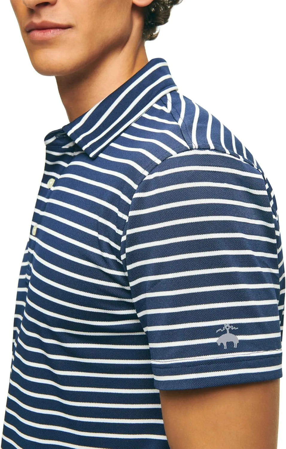 Brooks Brothers Men's Performance Stretch Short Sleeve Stripe Golf Polo Shirt