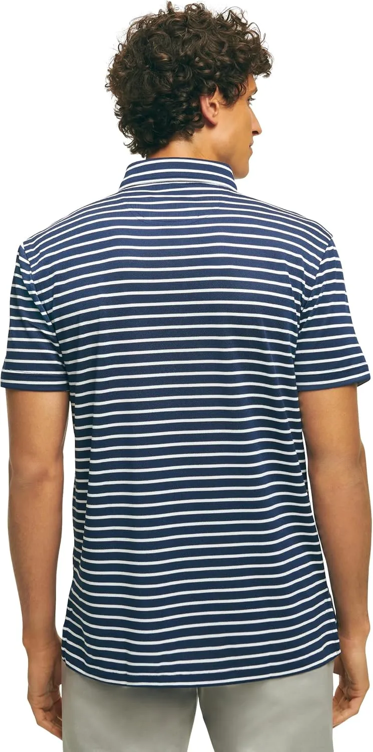 Brooks Brothers Men's Performance Stretch Short Sleeve Stripe Golf Polo Shirt
