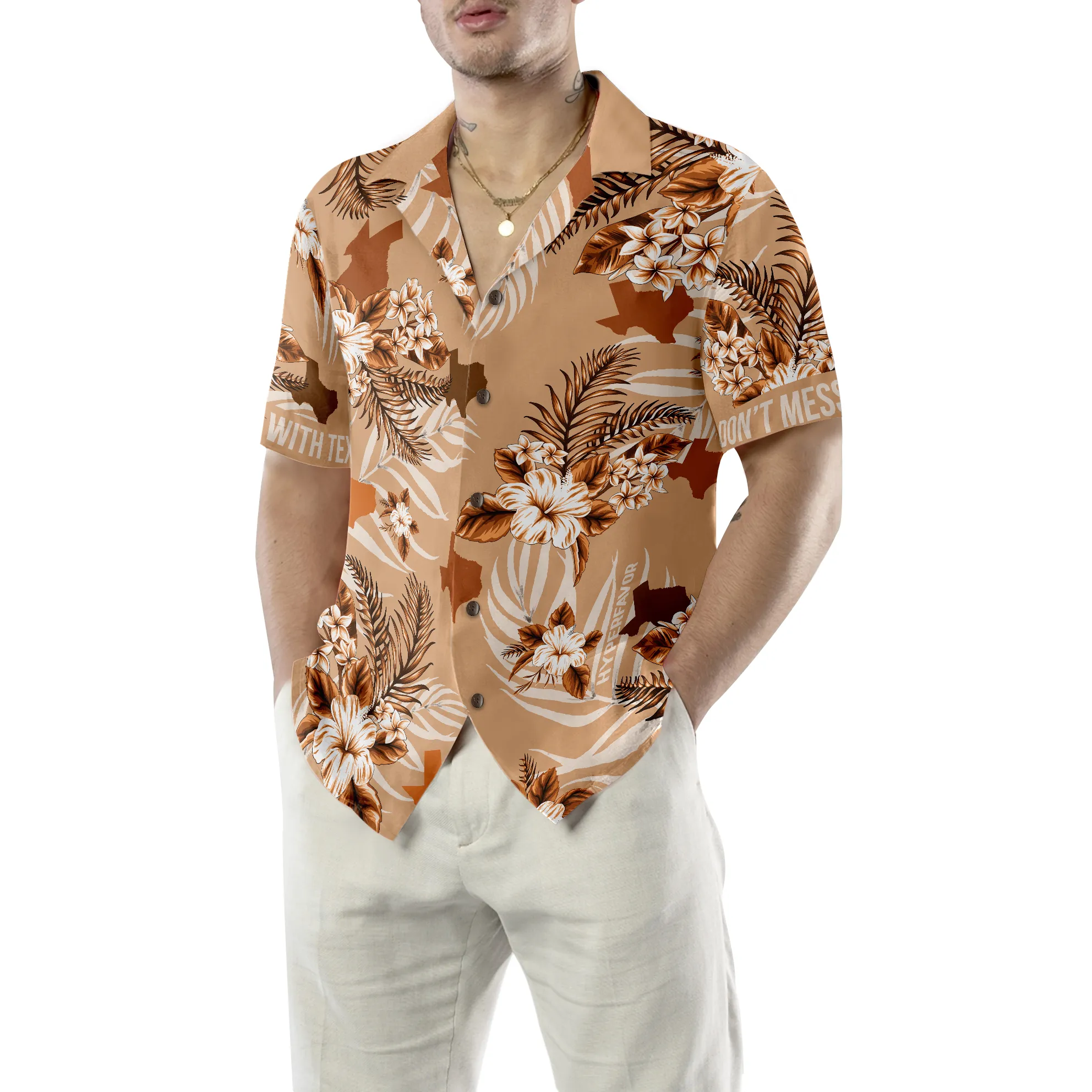 Brown Lone Star Nation Bluebonnet Texas Hawaiian Shirt, Don't Mess With Texas Shirt, Texas Shirt For Men, Best Gift For Friend, Family