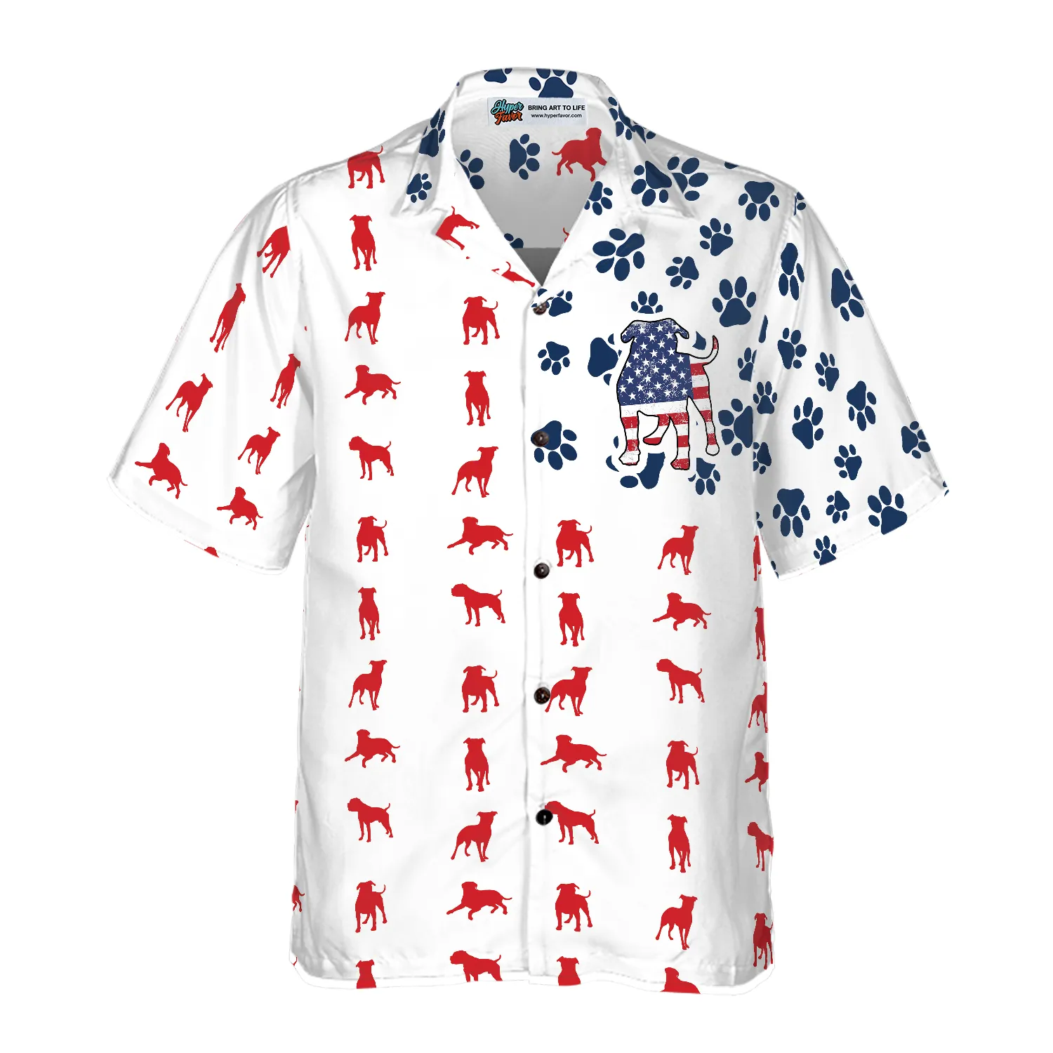 Bulldogs American Flag Hawaiian Shirt, Best Gift For Bulldog Lover, Friend, Family