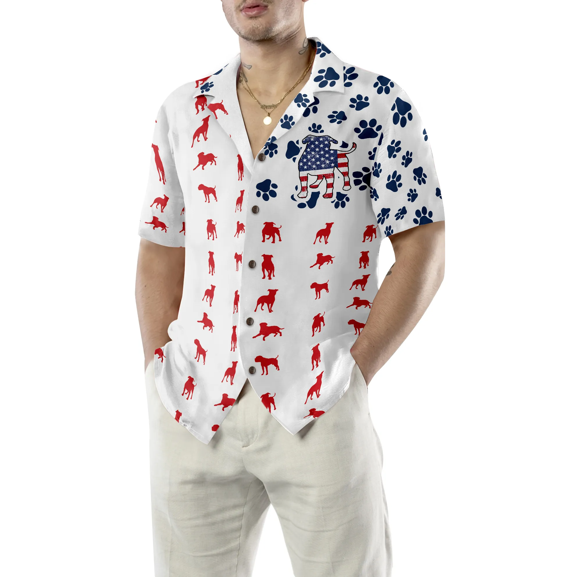 Bulldogs American Flag Hawaiian Shirt, Best Gift For Bulldog Lover, Friend, Family