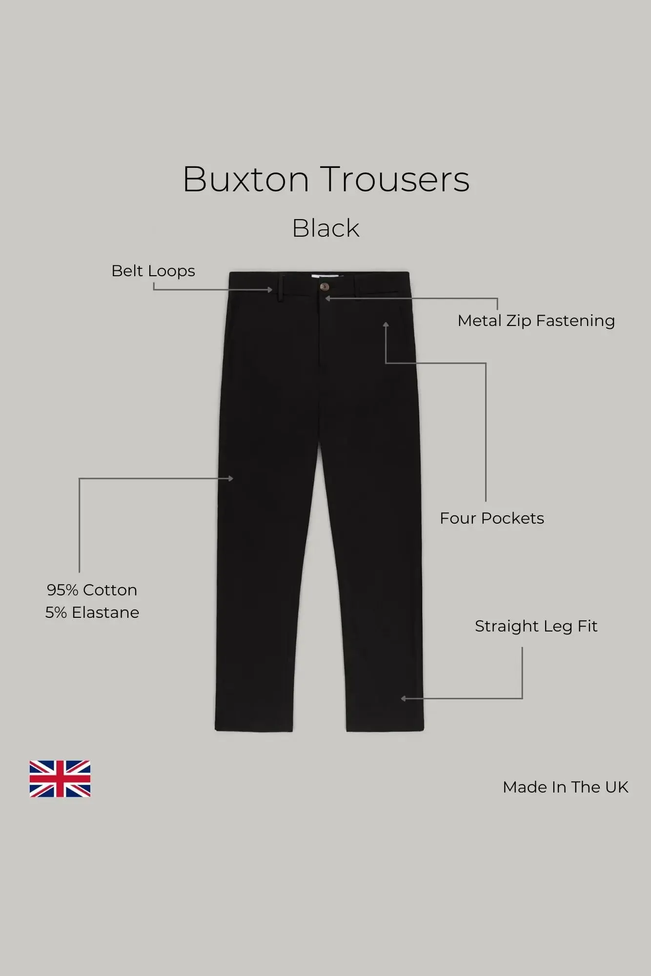 Buxton Trouser - Black - Regular Leg