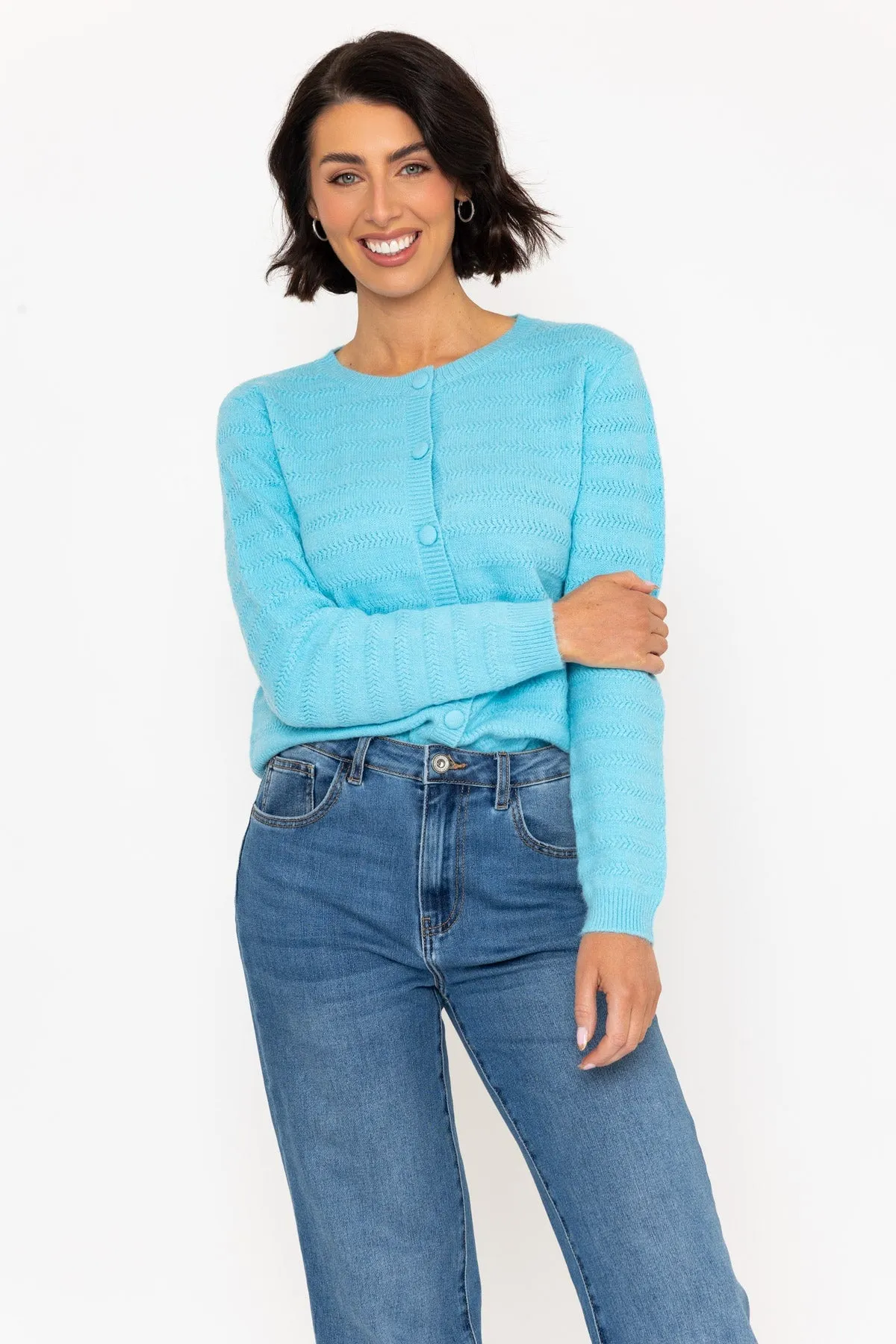 Cashmere Blend Cardigan in Blue