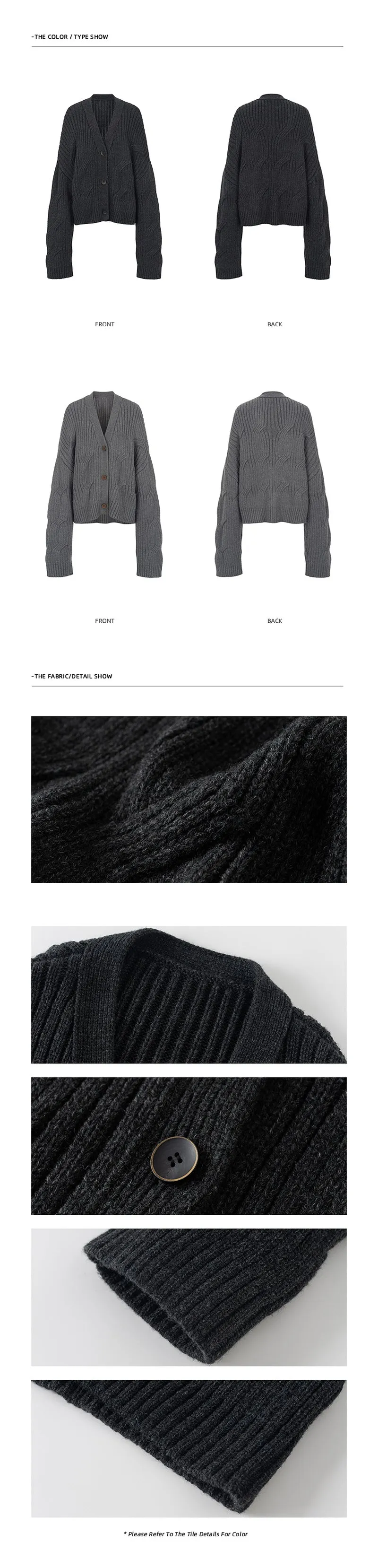 Cashmere Cropped Cardigan Long-Sleeved