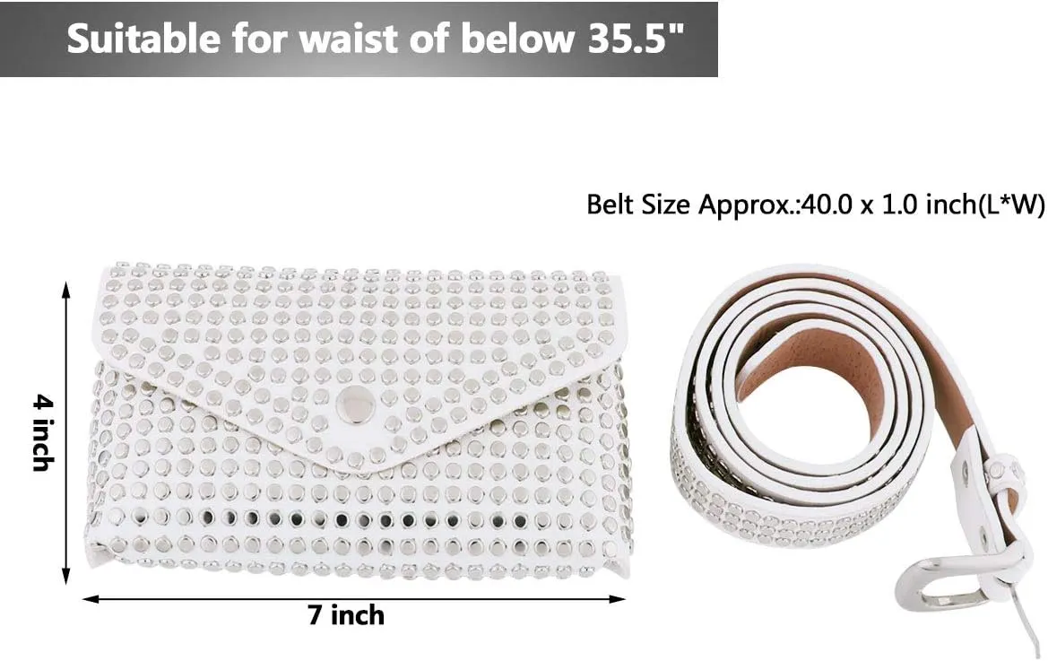 CHICTRY Women Fanny Pack Fashion Punk Faux Leather Waist Pouch Mini Purse Travel Cell Phone Belt Bag