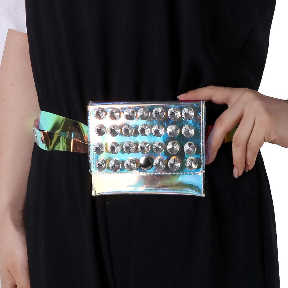 CHICTRY Women Fanny Pack Fashion Punk Faux Leather Waist Pouch Mini Purse Travel Cell Phone Belt Bag