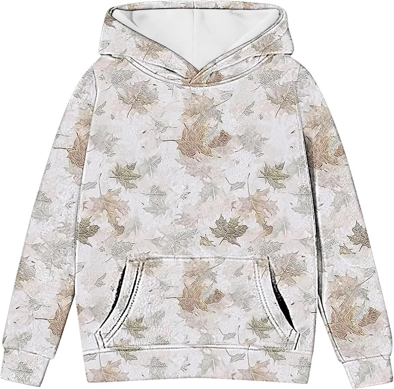 Children's Hoodies Camo Oversized Sweatshirt Maple Leaf Print Pullover Trendy Cute Long Sleeve Tops with Pockets