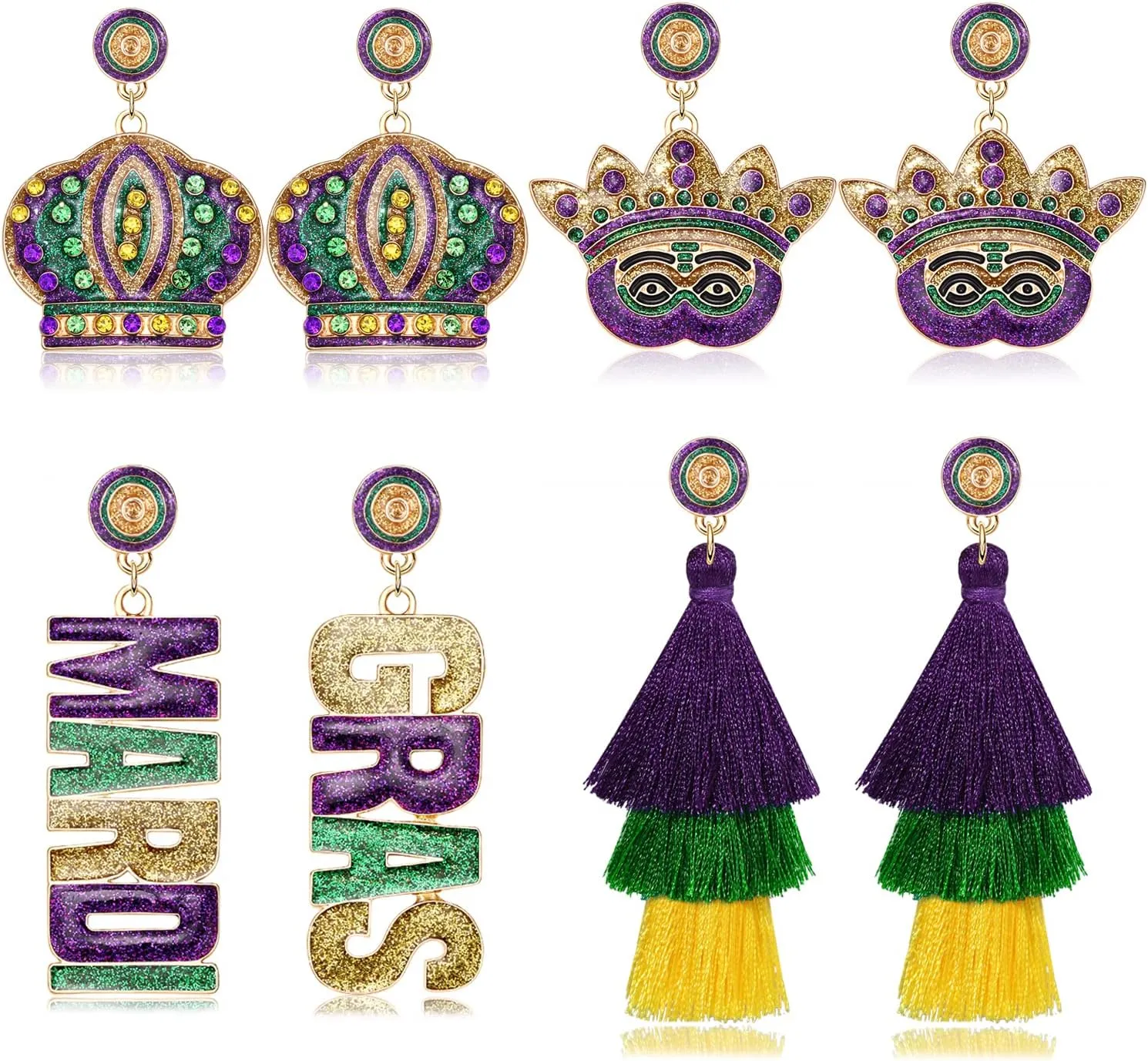 Christmas Earrings Beaded Holiday Earrings for Women Christmas Tree Snowflake Tassel Dangle Earrings New Years Mardi Gras Earrings Festive Party Jewelry Gifts