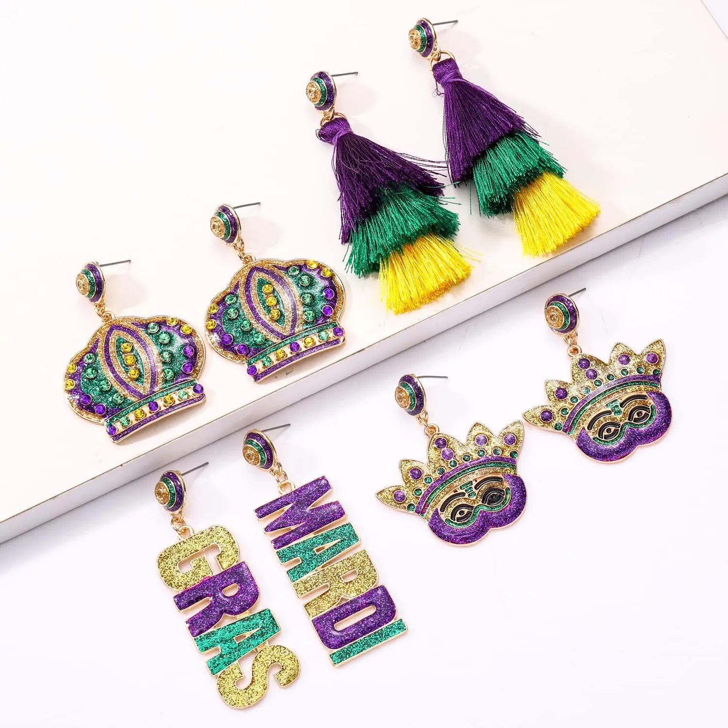 Christmas Earrings Beaded Holiday Earrings for Women Christmas Tree Snowflake Tassel Dangle Earrings New Years Mardi Gras Earrings Festive Party Jewelry Gifts
