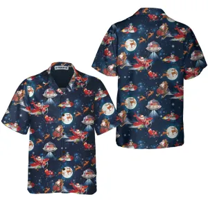 Christmas In Space Christmas Hawaiian Shirt With Santa Claus And Reindeer Pattern, Best Christmas Gift For lover, Friend, Family