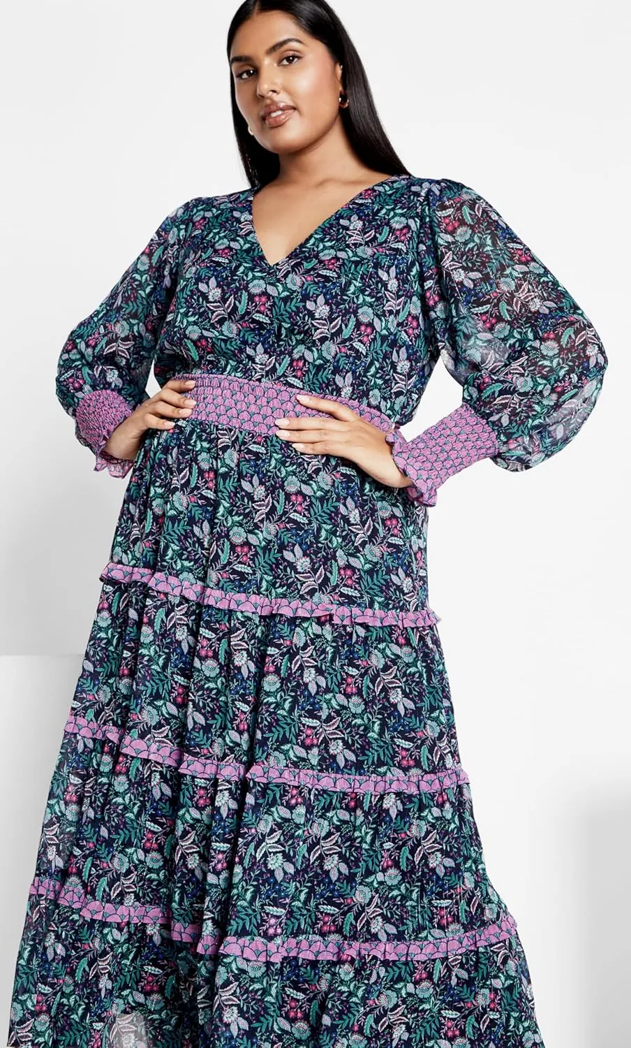 City Chic Women's Gwendolyn Tier Print Dress