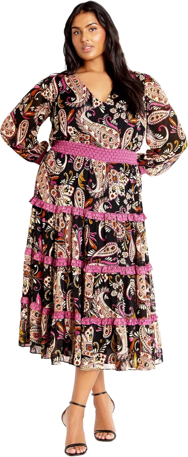 City Chic Women's Gwendolyn Tier Print Dress