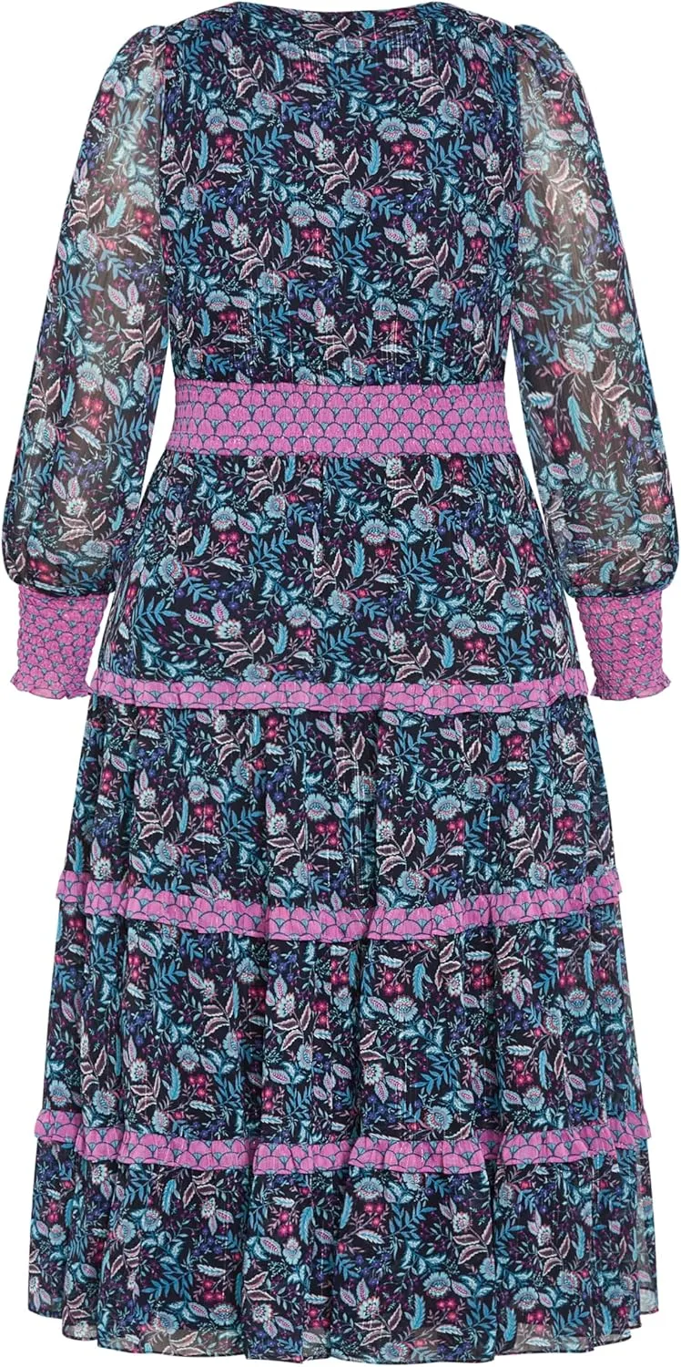 City Chic Women's Gwendolyn Tier Print Dress
