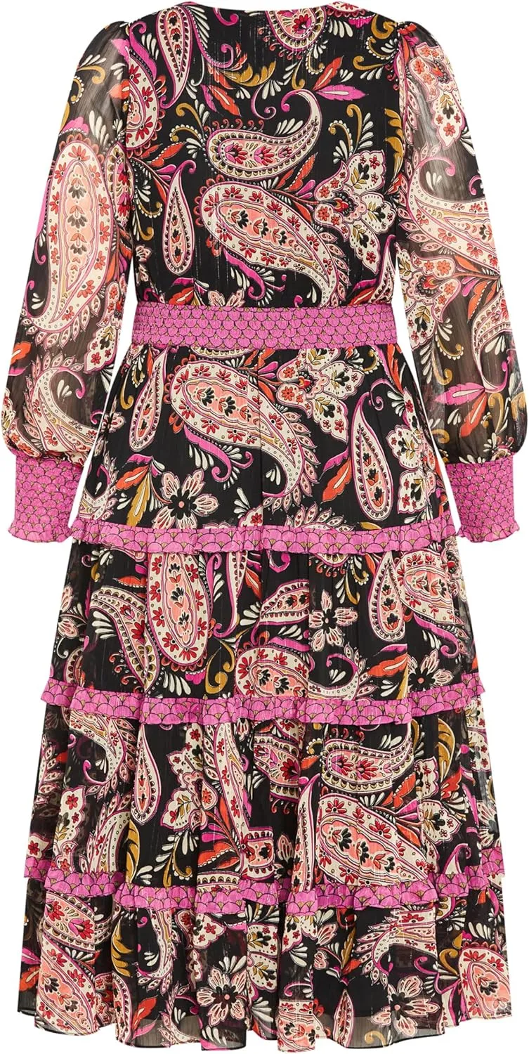 City Chic Women's Gwendolyn Tier Print Dress