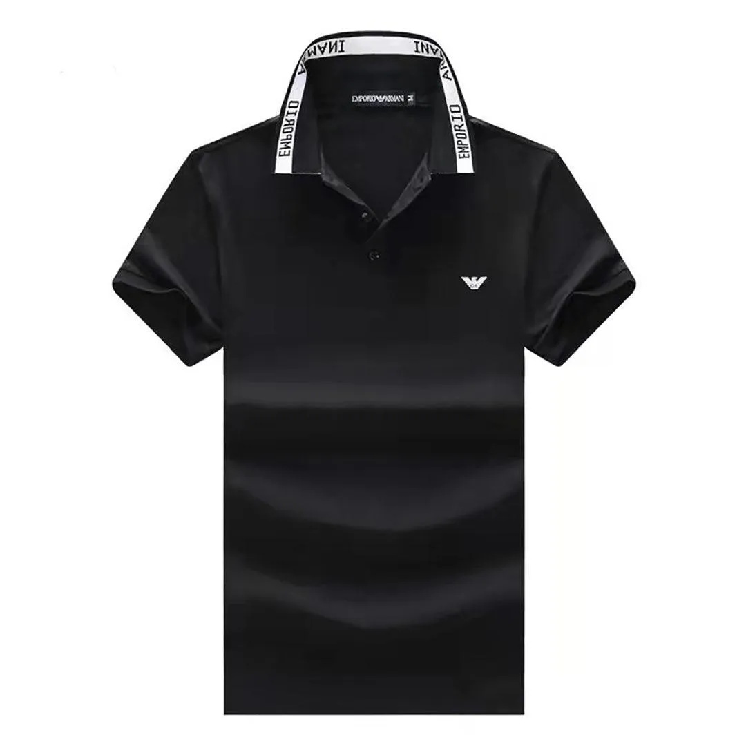 Colour-Blocked Collar Relaxed Fit Polo-Black