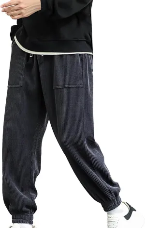 Comfortable Sweatpants for Men Mens Corduroy Joggers Pants Casual Cargo Pants Drawstring Elastic Athletic Lounge