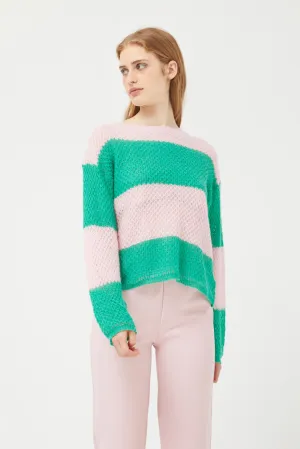 Compania Fantastica Pink Striped Cable Knit Sweater
